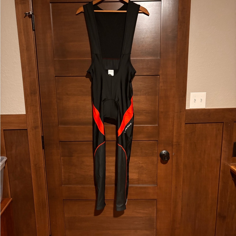 WOSAWE Men's Black and Red Cycling Bib Pants Sports Padded Biking XL